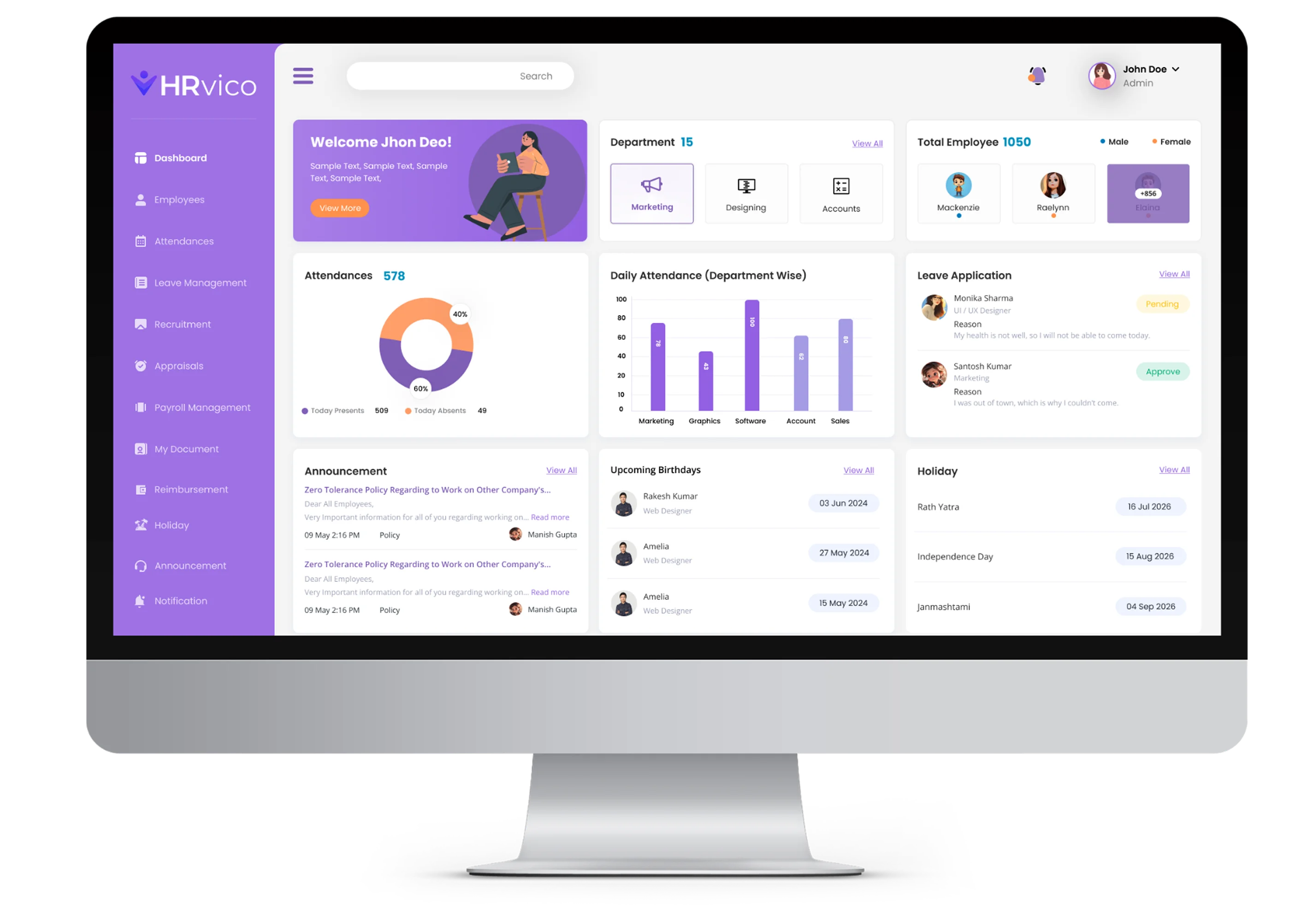 HRVICO Admin Dashboard